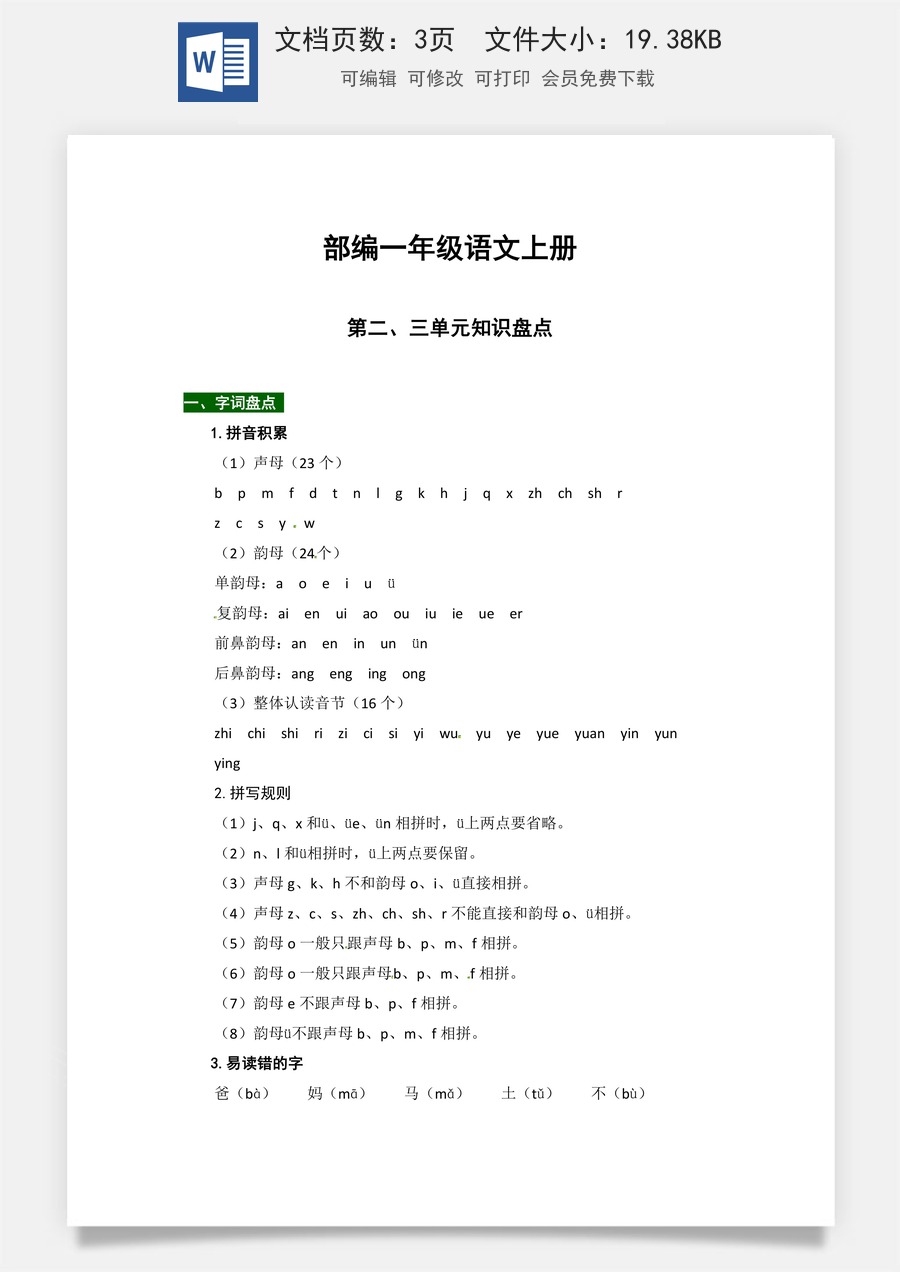 【热点难点一网打尽】部编版一年级语文上册第二、三单元知识点汇总（含字词、佳句、感知、考点）.docx