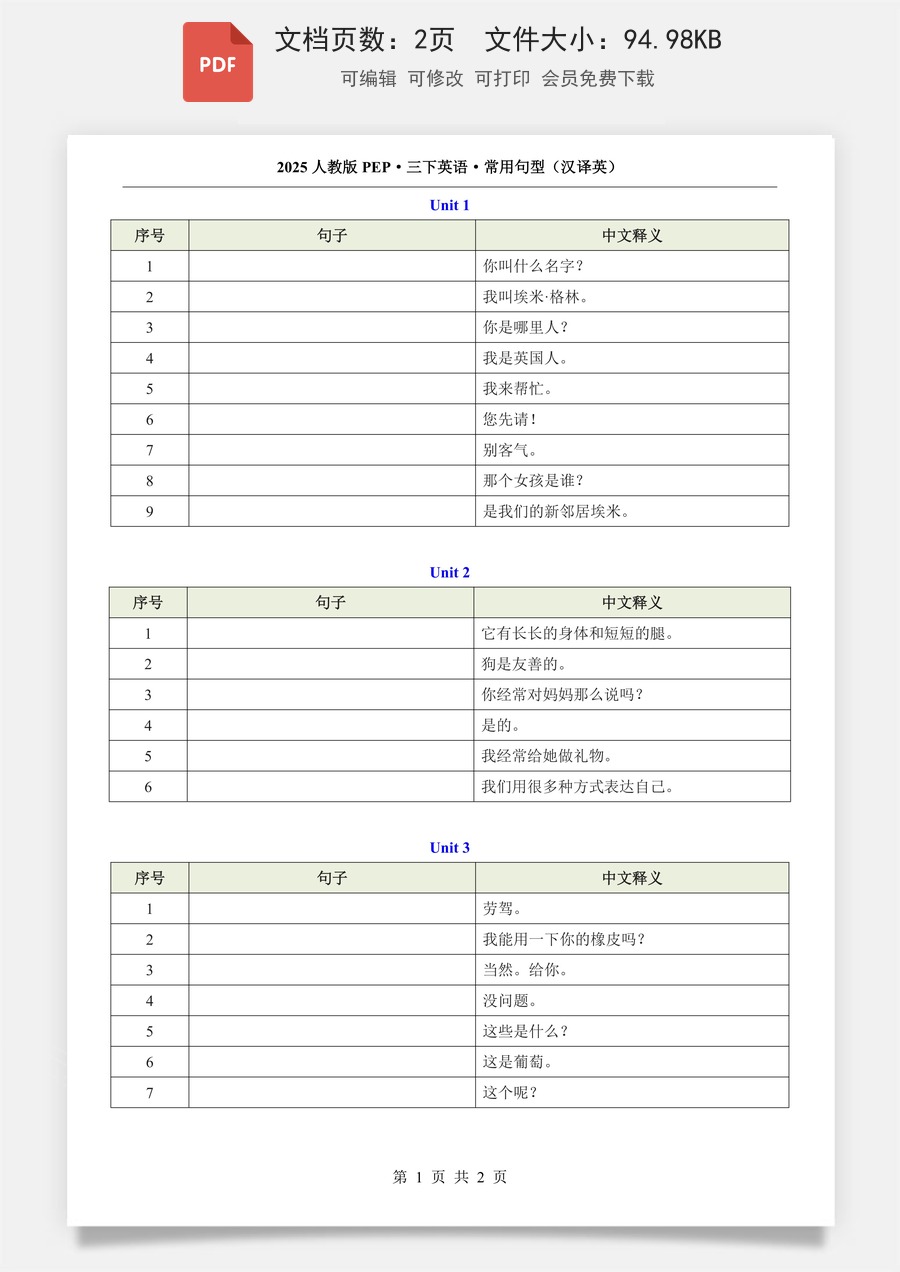 小学-英语-3下英语-人教版-三下英语常用句型（汉译英）.pdf